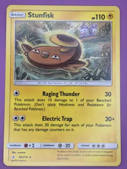 Stunfisk 56/214 Unbroken Bonds Regular Finish Pokemon Card (Goomy Cameo) - Image 1