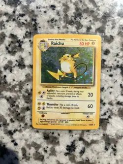 Pokemon Raichu Base Set Holo Rare Card 14/102 - Image 1