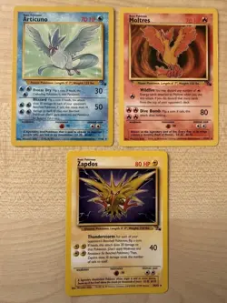 Legendary Birds Pokemon Cards (Moltres, Zapdos, Articuno) 1999 Fossil Set - Image 1