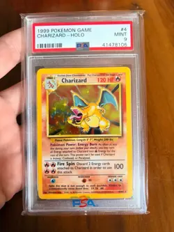 1999 Pokemon Game Charizard Holo Base set #4 PSA 9 - Image 1