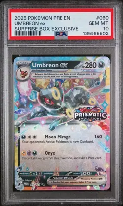 Umbreon ex #60 - Pokemon Prismatic Evolutions Stamped Surprise Box - PSA 10 GEM - Image 1