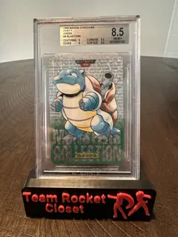 1996 POKEMON JAPANESE BANDAI CARDDASS VENDING #9 BLASTOISE ROOKIE PRISM BGS 8.5 - Image 1