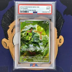 PSA 9 MINT 2023 Pokemon Mew EN-151 CATERPIE #172 Illustration Rare - Image 2