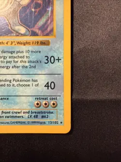 Pokemon Poliwrath 13/102 Base Set Shadowless Holo Rare 1999 WOTC LP - Image 4