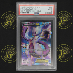 Mewtwo EX 98/99 Next Destinies B&W 2012 Pokemon Card Full Art Holo MINT PSA 9 - Image 1