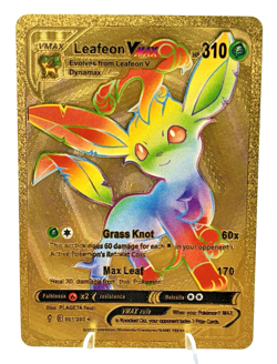 Rainbow Leafeon VMAX Metal Gold Foil Pokemon Card Fan Art Display Card 001/203 - Image 1