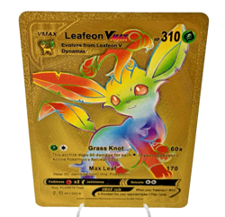 Rainbow Leafeon VMAX Metal Gold Foil Pokemon Card Fan Art Display Card 001/203 - Image 2