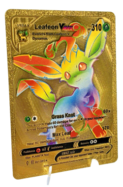 Rainbow Leafeon VMAX Metal Gold Foil Pokemon Card Fan Art Display Card 001/203 - Image 3