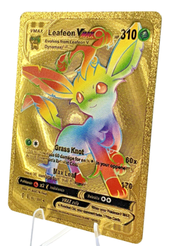 Rainbow Leafeon VMAX Metal Gold Foil Pokemon Card Fan Art Display Card 001/203 - Image 4