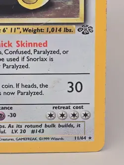 1999 Jungle Unlimited 11/64 Snorlax Holo - Pokemon Card - Image 4