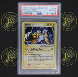 Raikou Gold Star 114/115 EX Unseen Forces 2005 Pokemon TCG Card Holo NM-MT PSA 8 - Image 1