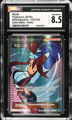 CGC 8.5 NM MINT + Skyla 122 XY BREAKpoint Full Art Ultra Rare Trainer Pokemon - Image 1