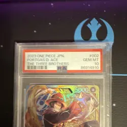 Portgas D. Ace 002 The Three Brothers Leader Full Art Foil PSA 10 One Piece CCG - Image 2