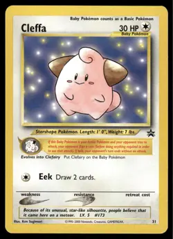 Pokemon Cards Cleffa 31 Wizards Black Star Promos Promo *eBay Live* - Image 1