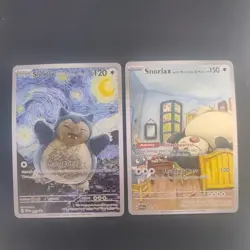 Snorlax & Munchlax Starry Night 'CUSTOM' Pokemon Card Black Star Promo Van Gogh - Image 1