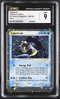 CGC 9 MINT Lapras ex 2003 EX Ruby & Sapphire 99/109 Holo Pokemon Card - Image 1