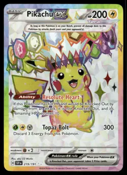 Pokemon Cards Pikachu ex 219/191 Surging Sparks Ultra Rare *eBay Live* - Image 1