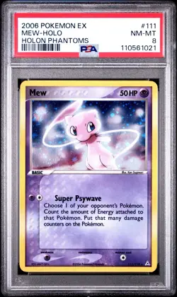 PSA 8 MEW 111/110 | Holon Phantoms Holo Graded Pokemon Card - Image 1