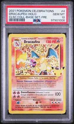 2021 POKEMON CELEBRATIONS CLASSIC COLL FRENCH #4 DRACAUFEU-HOLO PSA 10 - Image 1