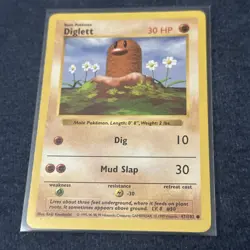 Pokemon TCG WoTC Diglett 047/102 Base Set (Shadowless) Vintage Lightly Played LP - Image 1
