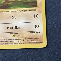 Pokemon TCG WoTC Diglett 047/102 Base Set (Shadowless) Vintage Lightly Played LP - Image 5