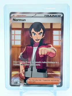 SV04: Paradox Rift Pokemon TCG Norman #237 Full Art Trainer Holo 237/182 NM - Image 1