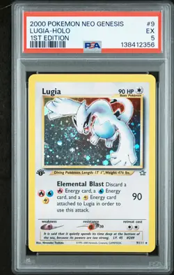 2000 POKEMON NEO GENESIS 1ST ED #9 LUGIA-HOLO PSA 5 - Image 1