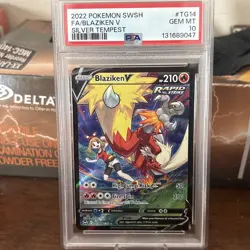 2022 POKEMON SWORD & SHIELD SILVER TEMPEST #TG14 FULL ART/BLAZIKEN V PSA 10 - Image 1