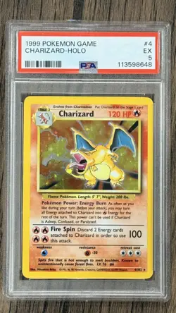 1999 Pokemon Game CHARIZARD HOLO Unlimited 4/102 PSA 5 EX - Image 1