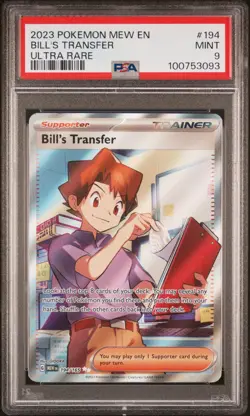 2023 POKEMON MEW EN-151 ULTRA RARE #194 BILL'S TRANSFER PSA 9 - Image 1