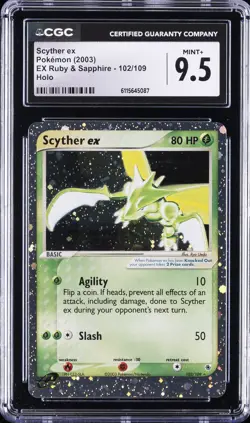 2003 POKEMON EX RUBY & SAPPHIRE HOLO #102 SCYTHER EX CGC 9.5 - Image 1