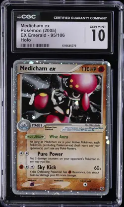 2005 POKEMON EX EMERALD HOLO #95 MEDICHAM EX CGC 10 GEM MINT - Image 1