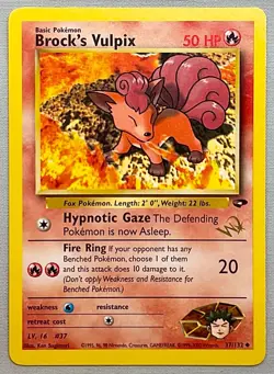 Pokemon Brock's Vulpix #37/132 W Gold Stamp Promo - 2000 Gym Challenge Set - LP - Image 1