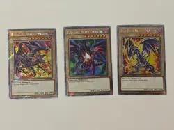 Yugioh - Red-Eyes Black Dragon - 3 Artwork - Platinum Secret Rare NM - Free Holo - Image 1