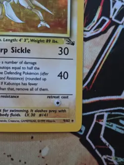 Pokemon TCG Kabutops Holo Rare Unlimited Card 9/62 Fossil LP - Image 5