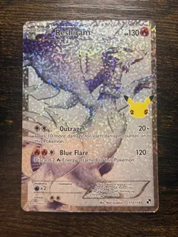 Pokemon TCG Reshiram Full Art Holo Card 113/114 Celebrations Classic Collection - Image 1