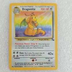 Pokemon Dragonite Fossil 4/62 Holo Rare 100 HP English Wizards 1999 Card - Image 1