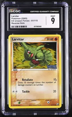 CGC 9 Larvitar 2005 EX Unseen Forces 61/115 Reverse Holo Stamped Pokemon Card - Image 1