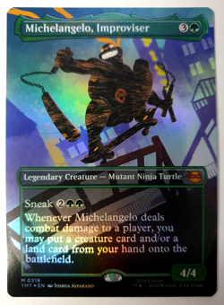 Michelangelo, Improviser - FOIL Borderless Mythic - MTG TMNT - 0219 NM - Image 1