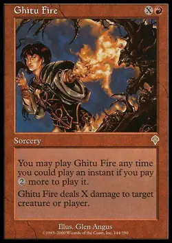 1x Ghitu Fire - Foil Invasion Lightly Played, English Mtg Magic - Image 1