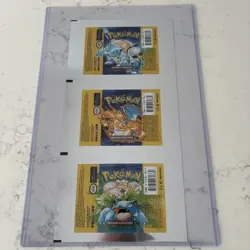 Pokemon 1st Edition Base Set Booster Pack Uncut Foil Sheet First Edition - Image 1