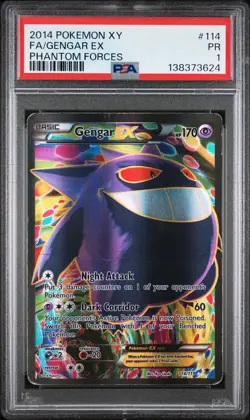 2014 POKEMON XY PHANTOM FORCES #114 FULL ART/GENGAR EX PSA 1 - Image 1