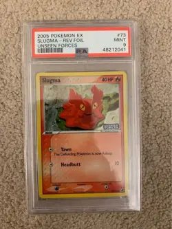 Pokemon 2005 EX Unseen Forces Slugma Reverse Holo PSA 9 - Image 1