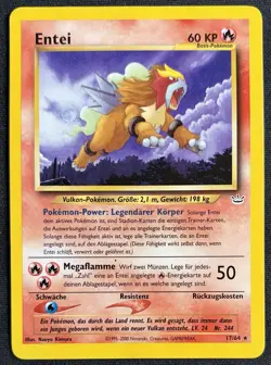 Pokemon TCG Entei 17/64 Neo Revelation Regular Non Holo Rare LP - Image 1