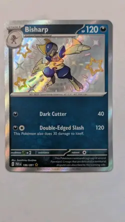 Pokemon TCG Bisharp Scarlet & Violet: Paldean Fates 186/091 Holo Shiny Rare - Image 1