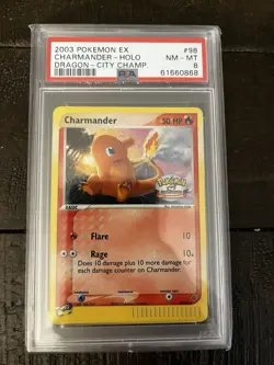 Pokemon 2003 EX Dragon Charmander City Championship Holo Promo PSA 8 - Image 1
