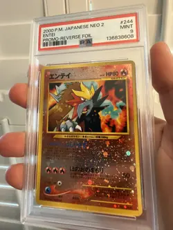 2000 POKEMON JPN NEO 2 PROMO REVERSE FOIL #244 ENTEI PSA 9 - Image 1