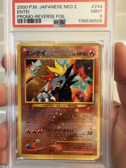 2000 POKEMON JPN NEO 2 PROMO REVERSE FOIL #244 ENTEI PSA 9 - Image 2
