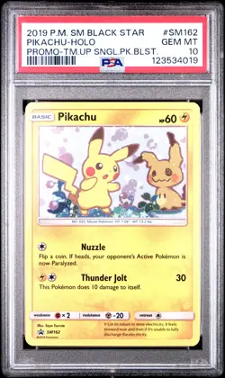 2019 POKEMON SM BLACK STAR PROMO #SM162 PIKACHU-HOLO PSA 10 - Image 1