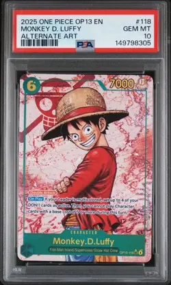 2025 ONE PIECE MONKEY D LUFFY OP13 118 CARRYING ON HIS WILL SEC ALT ART PSA 10 - Image 1
